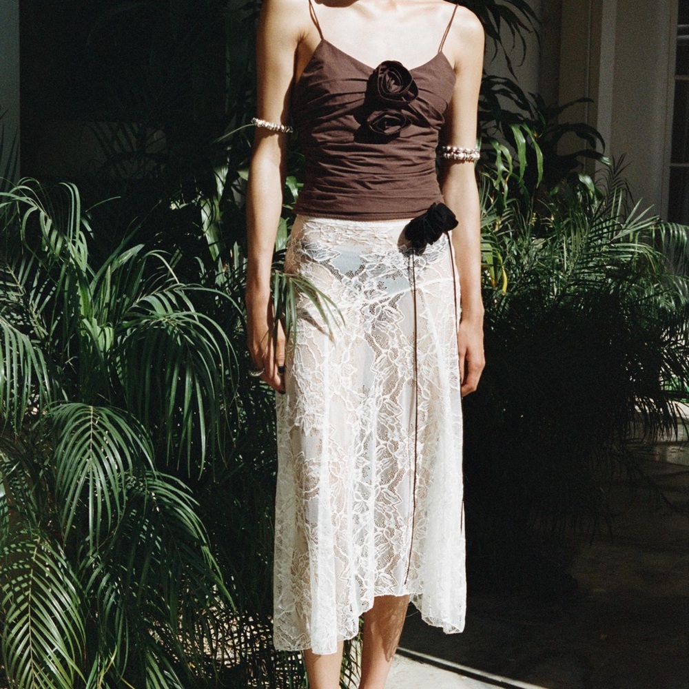 Zara DRAPED TOP WITH TEXTURED FLOWERS